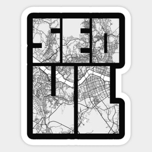 Seoul, South Korea City Map Typography - Light Sticker